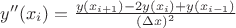 $y''(x_i) = \frac{y(x_{i+1} )- 2y(x_i )+y(x_{i-1})}{(\Delta x)^2}$