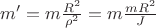 $m' = m \frac{R^2}{\rho^2} = m \frac{m R^2}{J}$