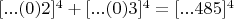$[...(0) 2]^{4}+[...(0) 3]^{4}=[...4 8 5]^{4}$