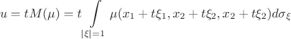 $$u = tM(\mu) = t\int\limits_{|\xi| = 1}\mu(x_1 + t\xi_1,x_2 + t\xi_2, x_2 + t\xi_2)d\sigma_\xi$$