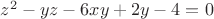 $z^2-yz-6xy+2y-4=0$