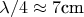 $\lambda /4 \approx 7 \text{cm}$