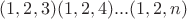 $(1,2,3)(1,2,4)...(1,2,n)$ $(1,2,3)(1,2,4)...(1,2,n)$