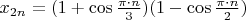 $x_{2n}=(1+\cos\frac{\pi\cdot n}{3})(1-\cos\frac{\pi\cdot n}{2})$