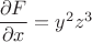 $\dfrac{\partial F}{\partial x}=y^2z^3$