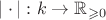 $|\cdot|:k\to\mathbb R_{\geqslant 0}$