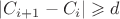 $|C_{i+1}-C_i|\geqslant d$