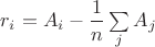 $r_i = A_i - \dfrac 1 n \sum\limits_j A_j$