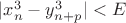 $|x_n^3-y_{n+p}^3|<E$