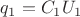 ${q_1}={C_1}{U_1}$ ${q_1}={C_1}{U_1}$