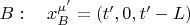 $B:\quad x^{\mu'}_B=(t',0,t'-L)$