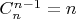 $C_n^{n-1}=n$