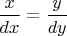 $\dfrac{x}{dx}=\dfrac{y}{dy}$