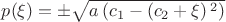 $p(\xi)=\pm\sqrt{a \left(c_1-\left(c_2+\xi \right){}^2\right)}$