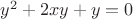 $y^2+2xy+y=0$