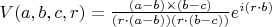 $V(a,b,c,r)=\frac{(a-b)\times (b-c)}{(r\cdot (a-b))(r\cdot (b-c))} e^{i(r\cdot b)}$