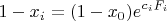$$\[1 - x_i  = (1 - x_0 )e^{c_i F_i} \]$$