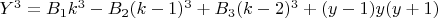 $Y^3=B_1k^3-B_2(k-1)^3+B_3(k-2)^3+(y-1)y(y+1)$
