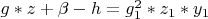 $g*z+\beta-h=g_1^2*z_1*y_1$