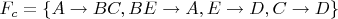 $F_c=\{A \rightarrow BC,BE \rightarrow A,E \rightarrow D,C \rightarrow D\}$