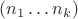 $(n_1\ldots n_k)$ $(n_1\ldots n_k)$