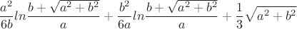 $$\frac{a^2}{6b}ln{\frac{b+\sqrt{a^2+b^2}}{a}} + \frac{b^2}{6a}ln{\frac{b+\sqrt{a^2+b^2}}{a}} + \frac{1}{3}\sqrt{a^2+b^2}$$