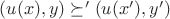 $(u(x),y) \succeq' (u(x'),y')$