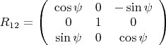 $R_{12} = \left( \begin{array}{ccc}
                 \cos \psi & 0 & -\sin \psi \\
                     0       &     1     &    0 \\
                 \sin \psi & 0 & \cos \psi
\end{array} \right)$