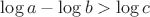 $\log a-\log b > \log c$