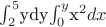 $\int_2^5$ydy\int_0^y$x^2dx$$$