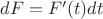 $dF = F'(t)dt$