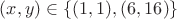 $(x,y) \in \{(1,1),(6,16)\}$
