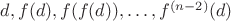 $d, f(d), f(f(d)), \dots, f^{(n-2)}(d)$