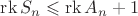 $\operatorname{rk}S_n\leqslant \operatorname{rk}A_n+1$