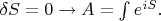 $\delta S=0\to A=\int e^{iS}.$