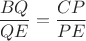 $\dfrac {BQ}{QE}=\dfrac {CP}{PE}$$