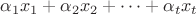$\alpha_1 x_1 + \alpha_2 x_2 + \dots + \alpha_t x_t$
