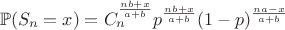 $$\mathbb{P}(S_n=x)=C_{n}^{\frac{nb+x}{a+b}}p^{\frac{nb+x}{a+b}}(1-p)^{\frac{na-x}{a+b}}$$
