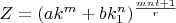 $Z=(ak^m+bk_1^n)^{\frac{mnt+1}{r}$
