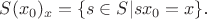 $S(x_0)_x = \{s \in S| sx_0 = x\}$.