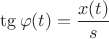 $\tg{\varphi(t)} = \dfrac{x(t)}{s}$