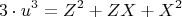 $$3 \cdot u^3= Z^2 + ZX + X^2$$