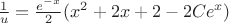 $ \frac{1}{u} = \frac{e^{-x}}{2} (x^2 + 2x + 2 - 2Ce^{x})$