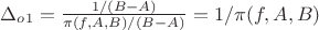$\Delta_{o1}=\frac {1/(B-A)} {\pi(f,A,B)/(B-A)}=1/\pi(f,A,B)$