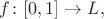 $f \colon [0,1] \to L,$
