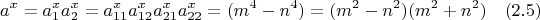 $$a^x=a_1^xa_2^x=a^x_{11}a^x_{12}a^x_{21}a^x_{22}=(m^4-n^4)=(m^2-n^2)(m^2+n^2) \quad (2.5)$$