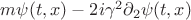 $m\psi(t,x)-2i\gamma^2\partial_2\psi(t,x)$ $m\psi(t,x)-2i\gamma^2\partial_2\psi(t,x)$
