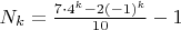 $N_k = \frac{7\cdot4^k - 2 (-1)^k}{10} - 1$