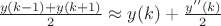 $\frac{y(k-1)+y(k+1)}{2} \approx y(k)+\frac{y''(k)}{2}$