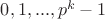 $0,1,...,p^k-1$